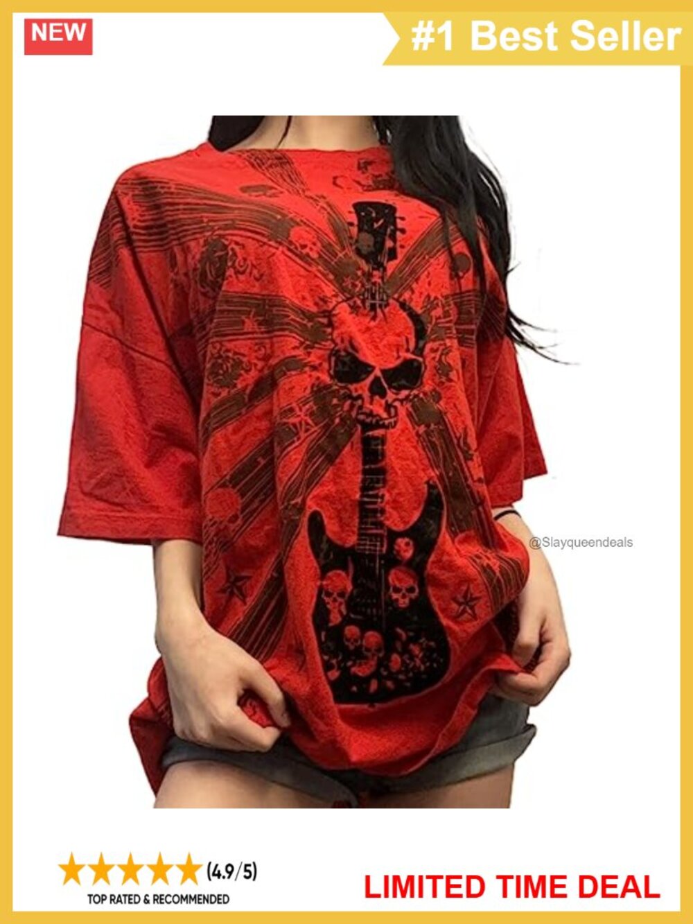 Graphic Print Oversized Tee Fairy Grunge Y2K Short Sleeve Casual Top